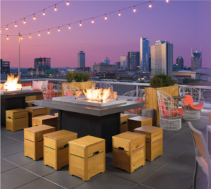 Outdoor area with firepit table